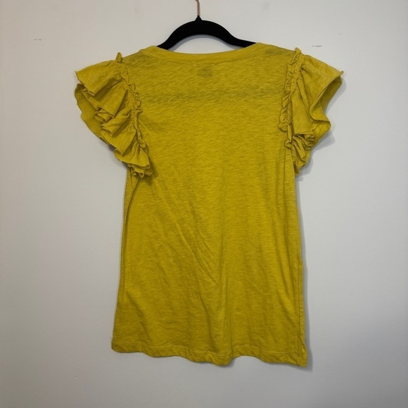 Industry Republic Ruffle Sleeve Tee XS Yellow Pima Cotton NWT - Picture 2 of 10